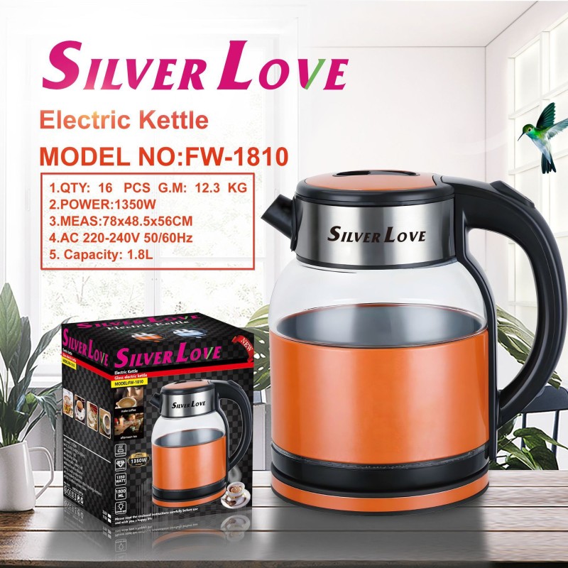 غلاية كهربائية عالية زجاج البورسليكات 1.8