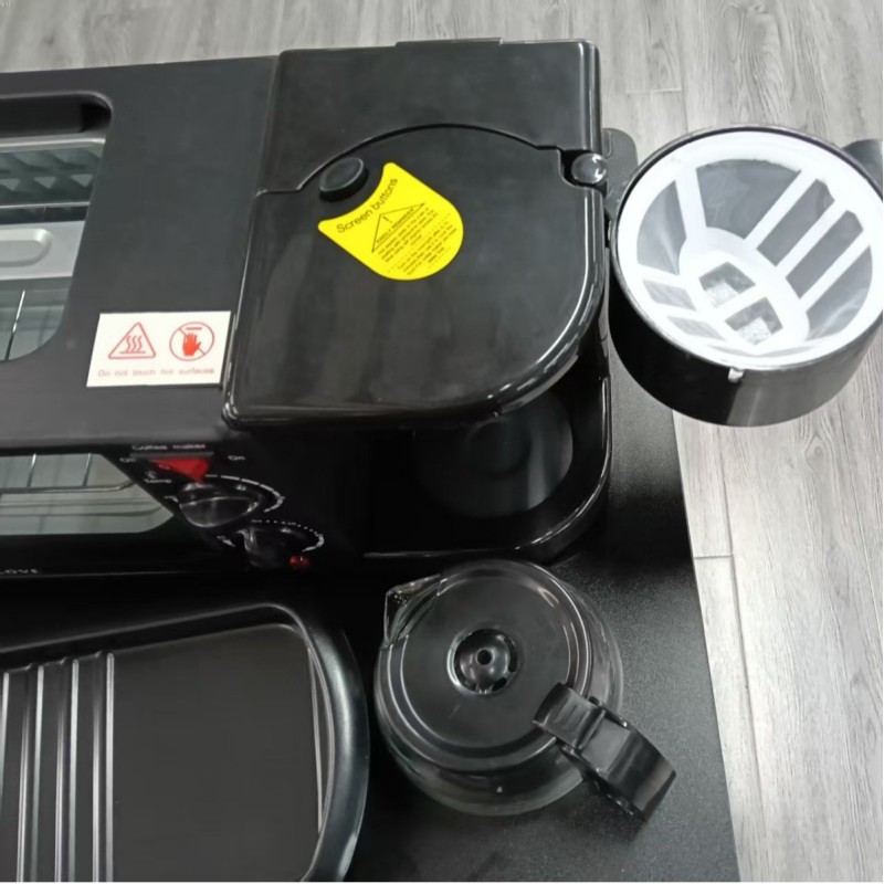 متعددة الوظائف المنزلية ثلاثة في واحد إفطار آلة القلي المحمص المحمص المحمص المحمص آلة القهوة مصغرة فرن آلة الإفطار