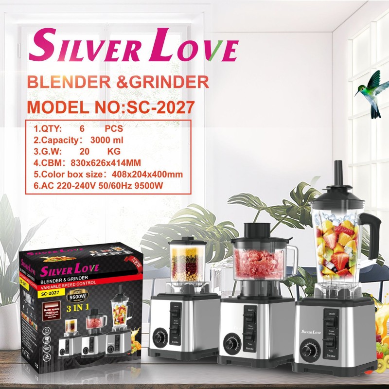عبر الحدود 3L6INBLENDER متعددة الوظائف الفولاذ المقاوم للصدأ عالية الطاقة خلاط كسر الجدار المفرمة اللحوم سحق الجليد عصارة