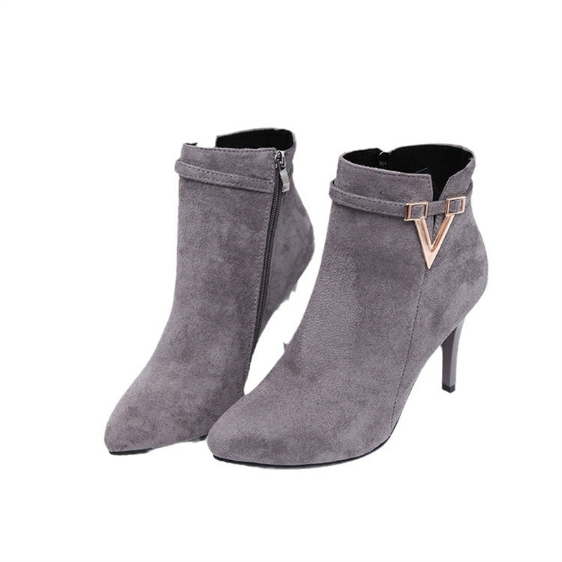 أحذية بسحاب للنساء في الخريف والشتاء كعب عالي