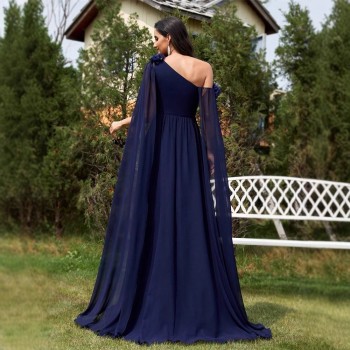 فستان شيفون طويل مزين بشرائط للنساء، مناسب للحفلات والمناسبات المسائية