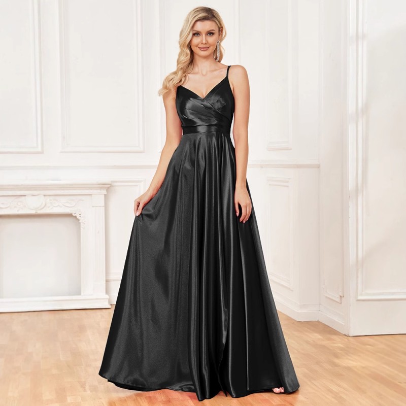 فستان ساتان أزرق جديد مثير مكشوف الظهر، متوفر الآن على أمازون الأوروبية والأمريكية، مناسب لوصيفات العروس، مثالي للسهرات والحفلات.