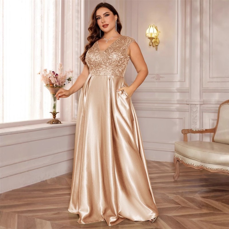 جديد حجم كبير من الدهون حماة اللباس أوروبا والولايات المتحدة عبر الحدود حار بيع طويلة الأكمام الخامس الرقبة ذيل السمكة الطرف فساتين السهرة