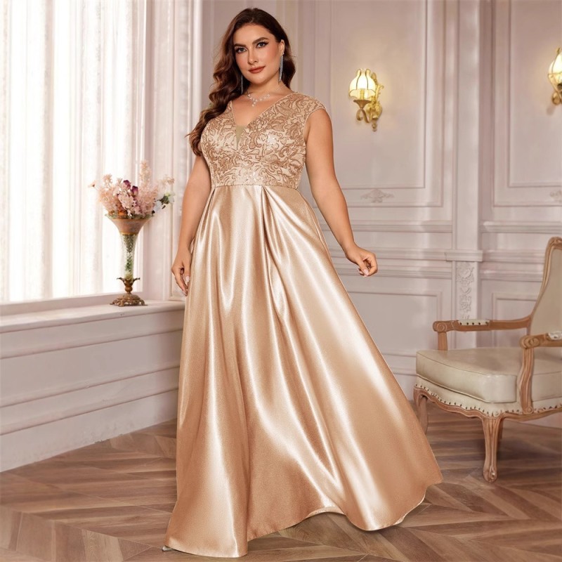 جديد حجم كبير من الدهون حماة اللباس أوروبا والولايات المتحدة عبر الحدود حار بيع طويلة الأكمام الخامس الرقبة ذيل السمكة الطرف فساتين السهرة