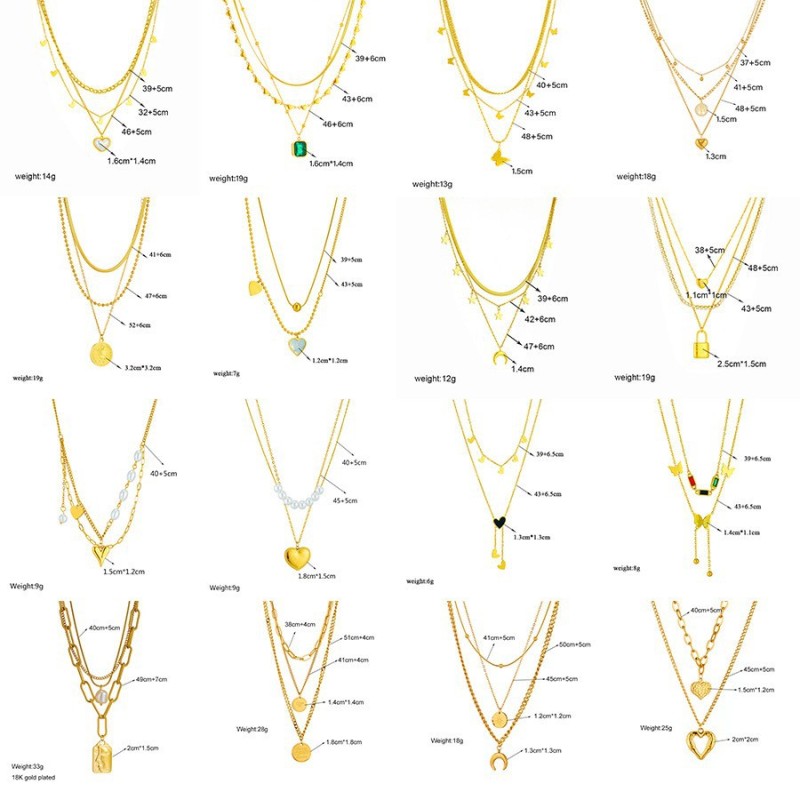 أوروبا والولايات المتحدة عبر الحدود أزياء الرجعية مطلي بالذهب مزدوجة الطبقات تتداخل مع عناصر متعددة قلادة فراشة لؤلؤة جولة العلامة التجارية قلادة