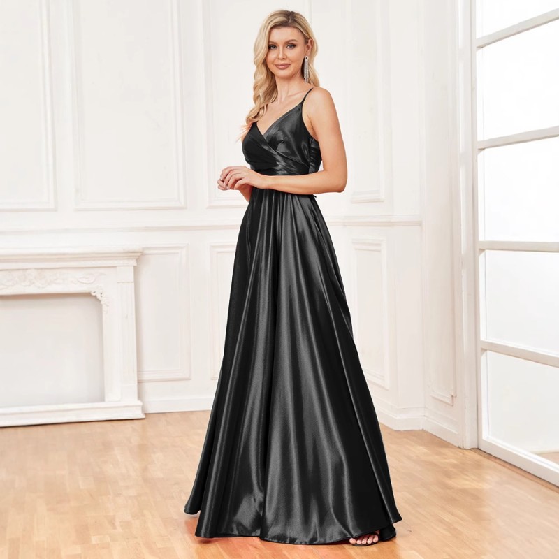 فستان ساتان أزرق جديد مثير مكشوف الظهر، متوفر الآن على أمازون الأوروبية والأمريكية، مناسب لوصيفات العروس، مثالي للسهرات والحفلات.