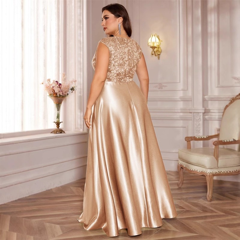 جديد حجم كبير من الدهون حماة اللباس أوروبا والولايات المتحدة عبر الحدود حار بيع طويلة الأكمام الخامس الرقبة ذيل السمكة الطرف فساتين السهرة