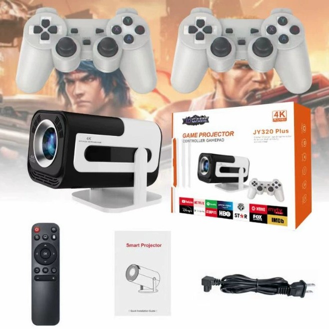 جهاز عرض وحدة تحكم الألعاب عبر الحدود X10Plus جهاز عرض منزلي بمقبض 4K Hy300 جهاز عرض ألعاب 720P