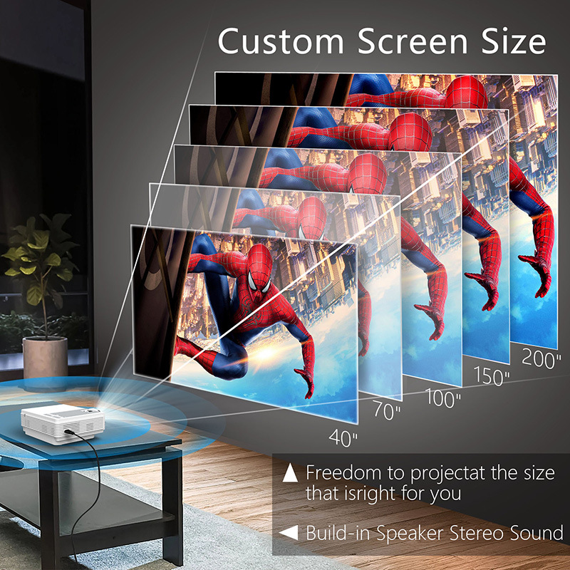 جهاز عرض عالي الوضوح عبر الحدود للمنزل 1080P للهاتف المحمول جهاز عرض لاسلكي للحفلات والمكتب والفندق B&B