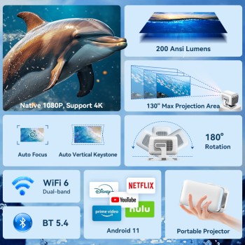 جهاز عرض X3Aq عبر الحدود يعمل بنظام الأندرويد 11.0 عالي الوضوح 1080P جهاز عرض جداري لغرفة النوم المنزلية جهاز عرض للهاتف المحمول شاشة عرض