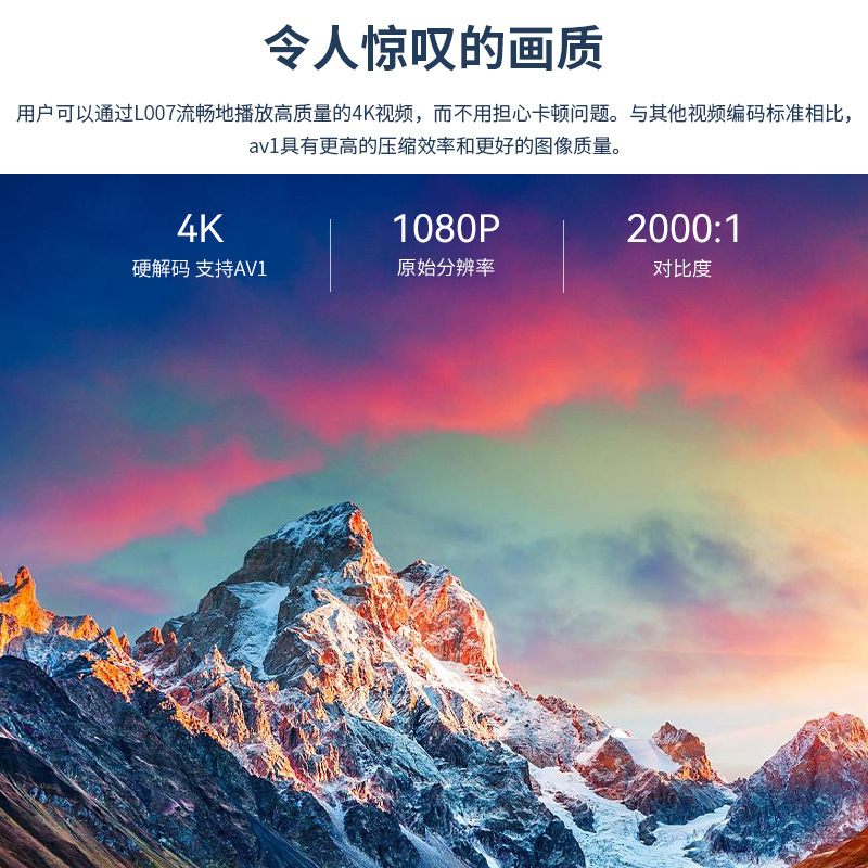 جهاز عرض L007 عبر الحدود Hd 1080P للمسرح المنزلي وغرفة المعيشة المنزلية جهاز عرض على الحائط جهاز عرض لاسلكي