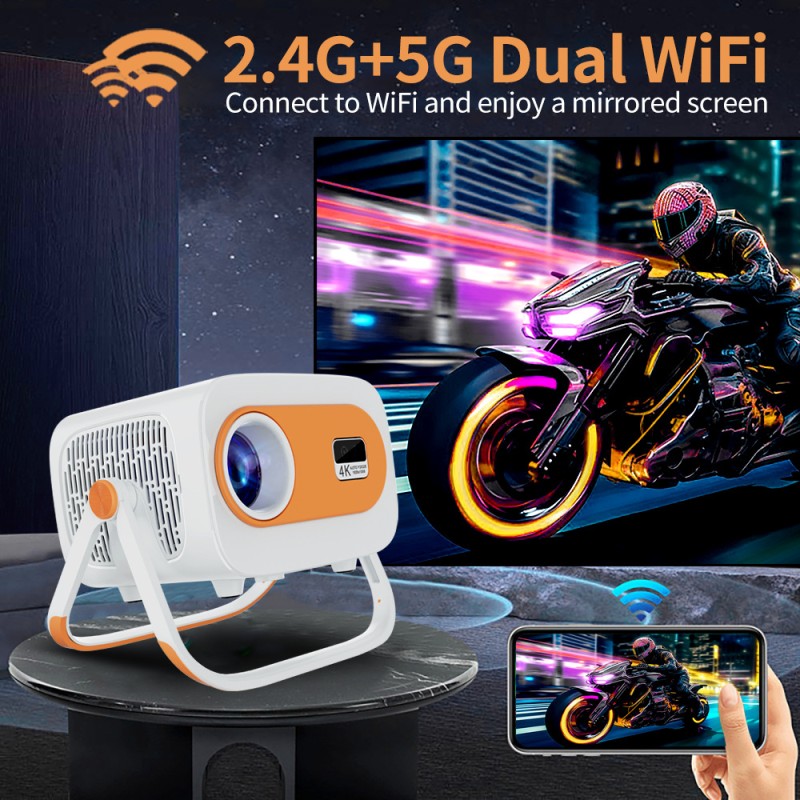 جهاز عرض أندرويد منزلي عبر الحدود عالي الوضوح 4K جهاز عرض ذكي محمول للمسرح المنزلي والمكتب