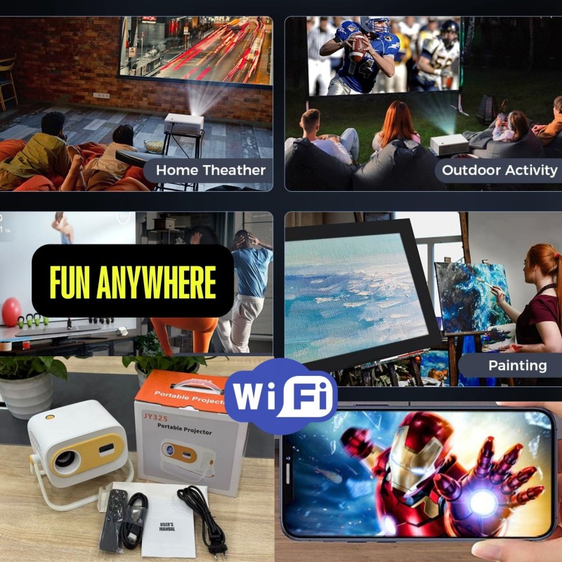 جهاز عرض أندرويد منزلي عبر الحدود عالي الوضوح 4K جهاز عرض ذكي محمول للمسرح المنزلي والمكتب