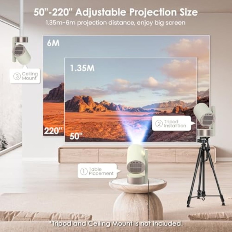 جهاز عرض صوتي عبر الحدود للمنزل فائق الوضوح 4K جهاز عرض جداري لغرفة المعيشة جهاز عرض محمول على طراز التخييم العائلي