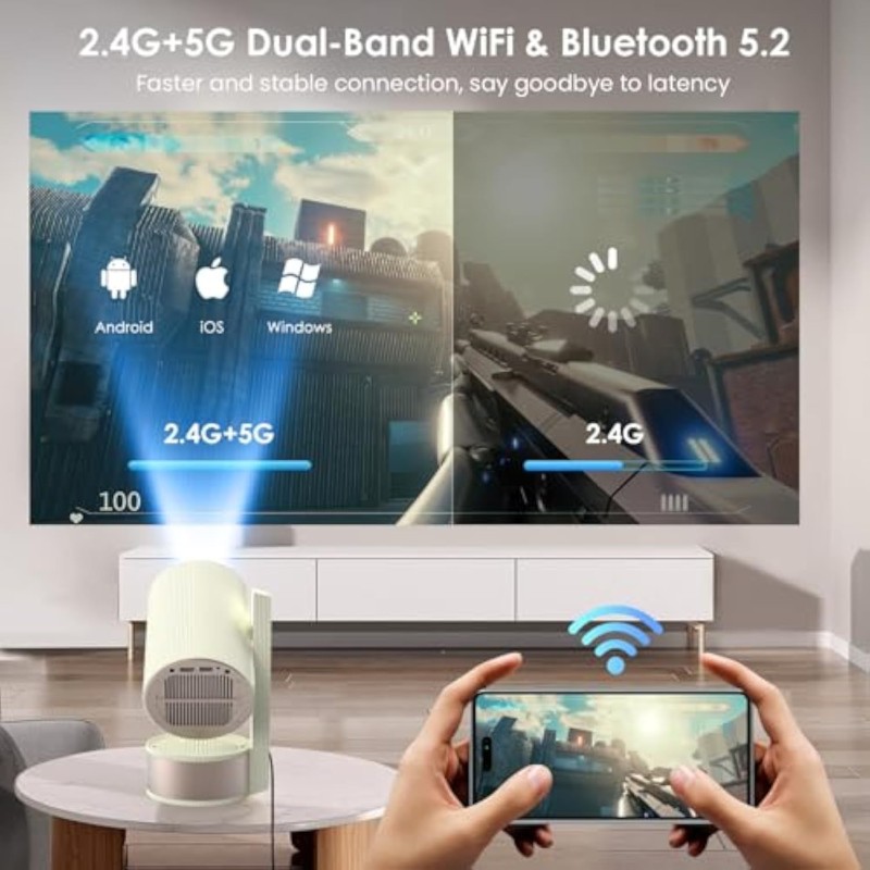 جهاز عرض صوتي عبر الحدود للمنزل فائق الوضوح 4K جهاز عرض جداري لغرفة المعيشة جهاز عرض محمول على طراز التخييم العائلي