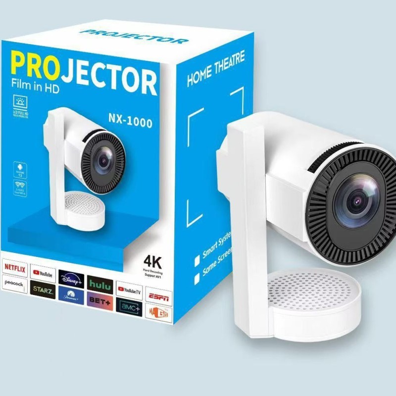 جهاز عرض أسطواني عبر الحدود للاستخدام المنزلي، مكبر صوت مستقل عالي الوضوح، جهاز عرض لاسلكي للشاشة، جهاز عرض على جدار غرفة النوم، جهاز عرض قابل للإمالة