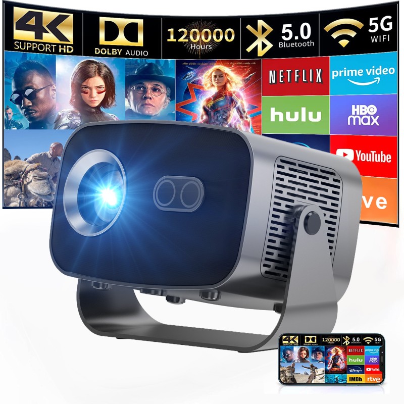 جهاز عرض V10 عالي الدقة عبر الحدود 4K جهاز عرض جداري لغرفة النوم المنزلية يعمل بنظام الأندرويد واي فاي Ptz جهاز عرض محمول ذكي A10