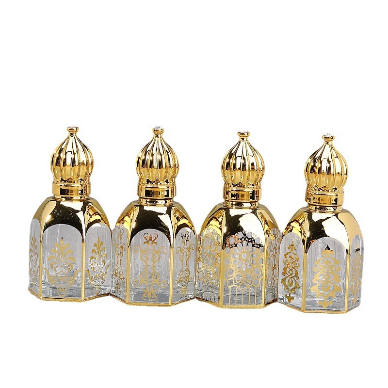 12 مللي زجاجة عطر فرعية كرة عالية الجودة زجاجة زيت عطري زجاجية محمولة خرز مطلي بالكهرباء زجاجة عطر التذهيب