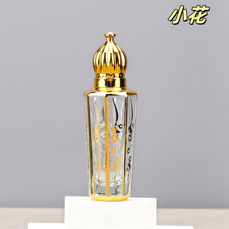 زجاجة عطر 15 مل، كرة دوارة، زجاجة زيت عطرية زجاجية عالية الجودة، كرة محمولة، زجاجة نقش مطلية بالكهرباء، زجاجة عطر بختم ساخن