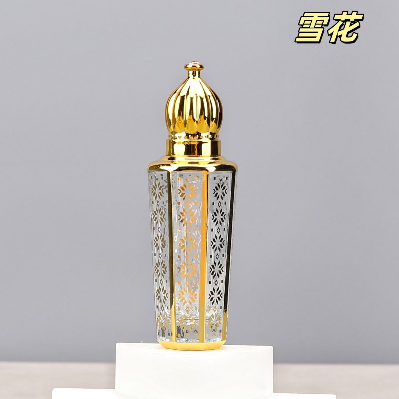 زجاجة عطر 15 مل، كرة دوارة، زجاجة زيت عطرية زجاجية عالية الجودة، كرة محمولة، زجاجة نقش مطلية بالكهرباء، زجاجة عطر بختم ساخن