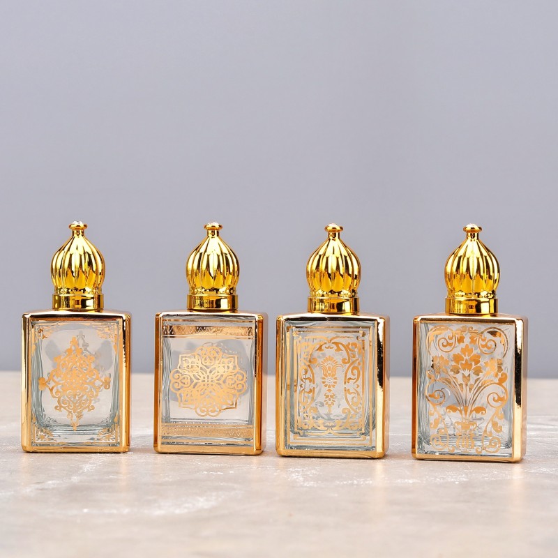 زجاجة عطر 15 مل، كرة دوارة، زجاجة زيت عطرية زجاجية عالية الجودة، كرة محمولة، زجاجة نقش مطلية بالكهرباء، زجاجة عطر بختم ساخن