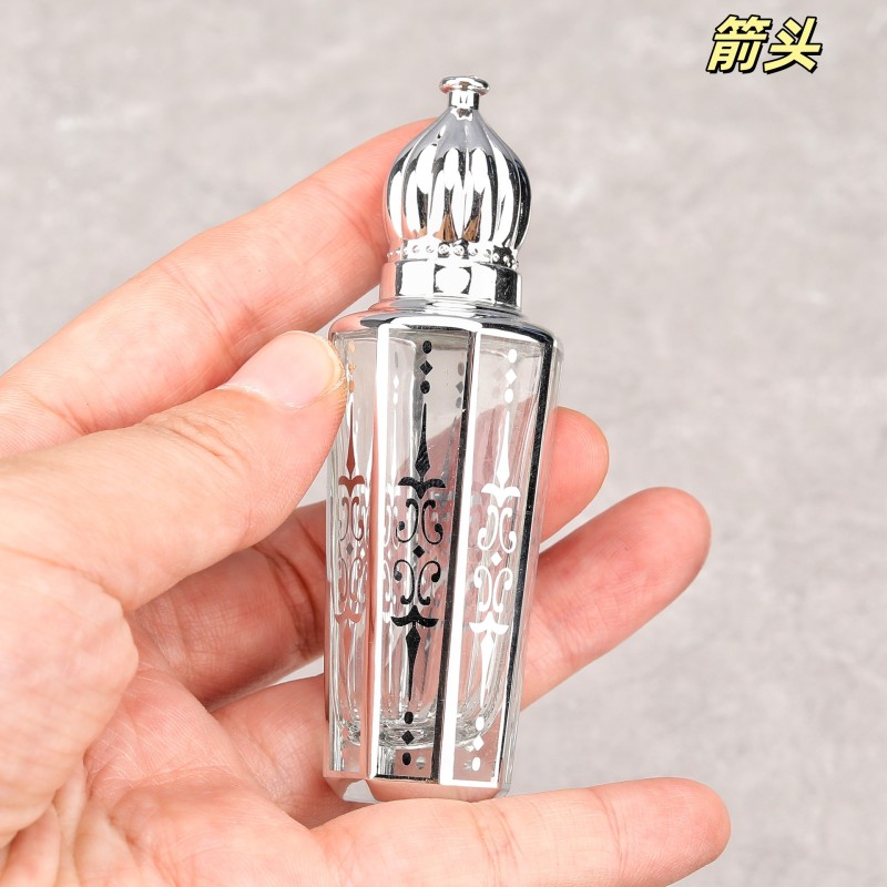 زجاجة عطر 15 مل، كرة دوارة، زجاجة زيت عطرية زجاجية عالية الجودة، كرة محمولة، زجاجة نقش مطلية بالكهرباء، زجاجة عطر بختم ساخن