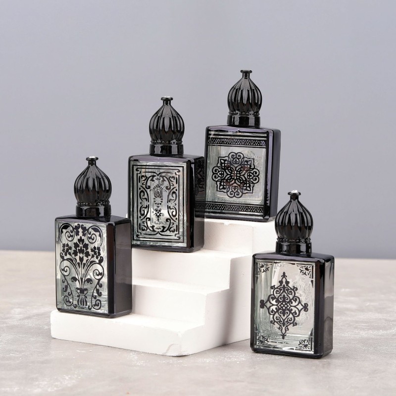 زجاجة عطر 15 مل، كرة دوارة، زجاجة زيت عطرية زجاجية عالية الجودة، كرة محمولة، زجاجة نقش مطلية بالكهرباء، زجاجة عطر بختم ساخن