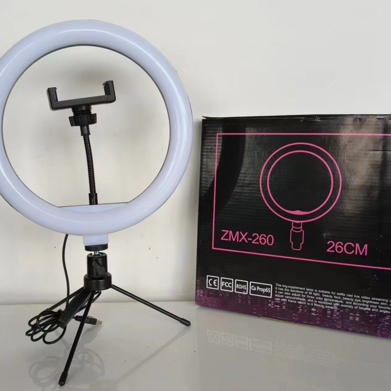 ضوء حلقة التجميل مقاس 10 بوصة، ضوء ملء الحلقة، ضوء البث المباشر لسطح المكتب، تصوير سيلفي الجمال، ثلاثة ألوان