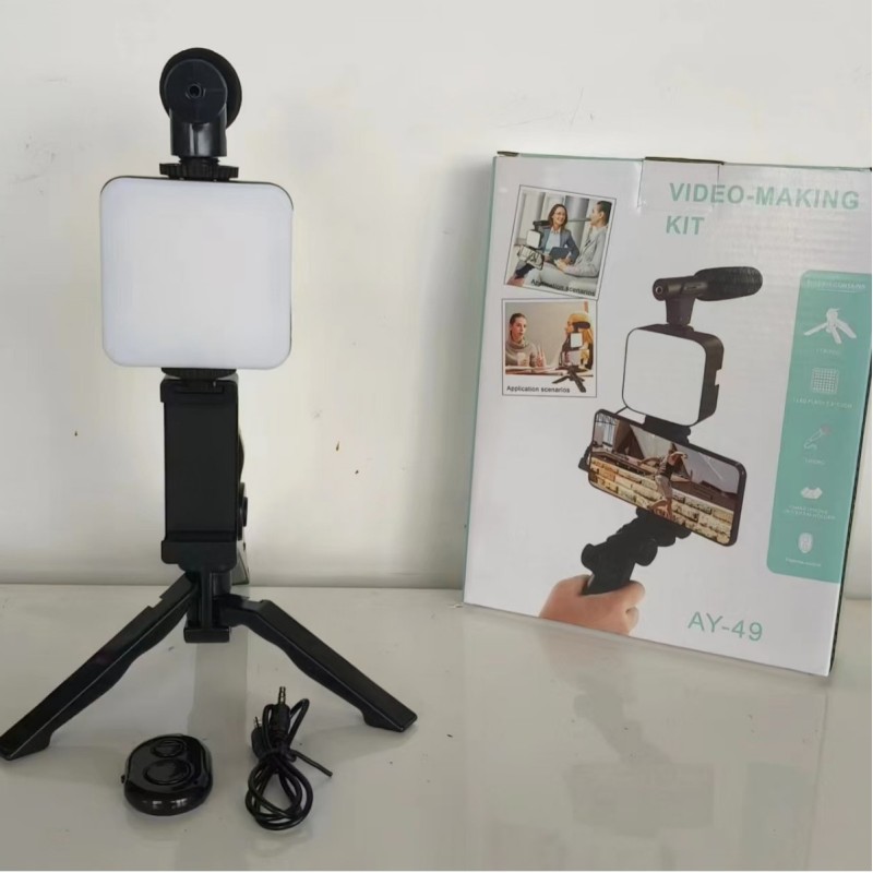 ميكروفون للبث المباش، مزود بجيب قابل للطي، طقم إضاءة تعبئة، مصباح مكتبي مربع صغير محمول باليد، مصباح تصوير فوتوغرافي صغير للمؤتمرات Ay49
