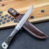 Outdoor Dragon Bone Integrated Leather Sheath Straight Knife M390 Mirror Light Fishing Carry-On Knife Self-Defense Survival Knife Fruit Knife