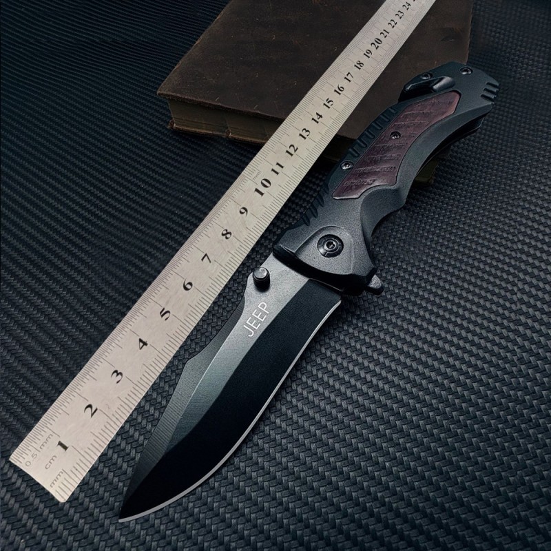 Cross-Border Supply Black Titanium Camping Tactical Portable Folding Knife Multi-Functional High Hardness Heavy-Duty Folding Knife Survival Tool