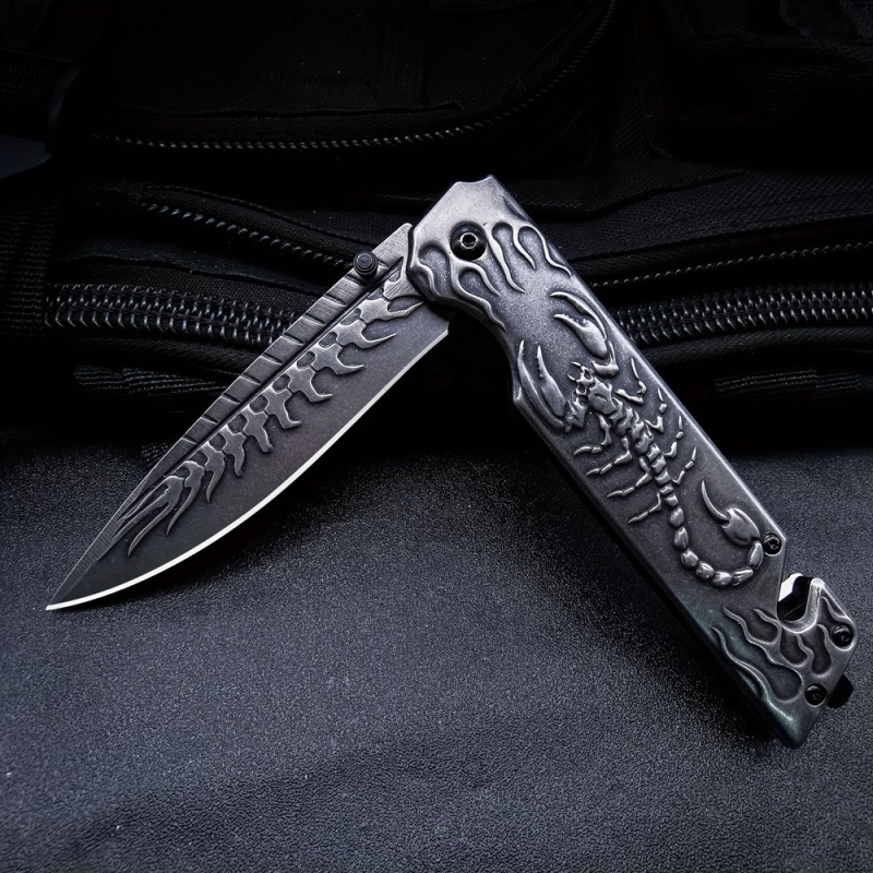 Cross-border source scorpion relief exquisite knife outdoor camping tools tactical split saber car broken window cone