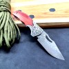 Outdoor Camping Damascus Small Folding Knife Car-Mounted Legal Sharp Small Folding Knife Red Sandalwood Handle Collection Knife