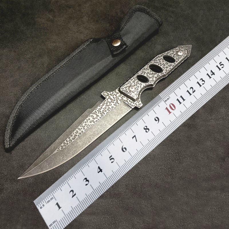 Outdoor Adventure Straight Knife, Beier Survival Knife, Jungle Hunting Stone-Washed Straight Knife, Kitchen Exquisite Melon and Fruit Knife, Keel Integrated