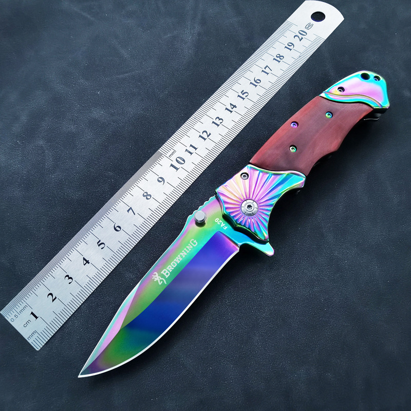 Foreign trade outdoor knife self-defense folding knife colorful field survival saber Amazon TEMU fruit knife wholesale