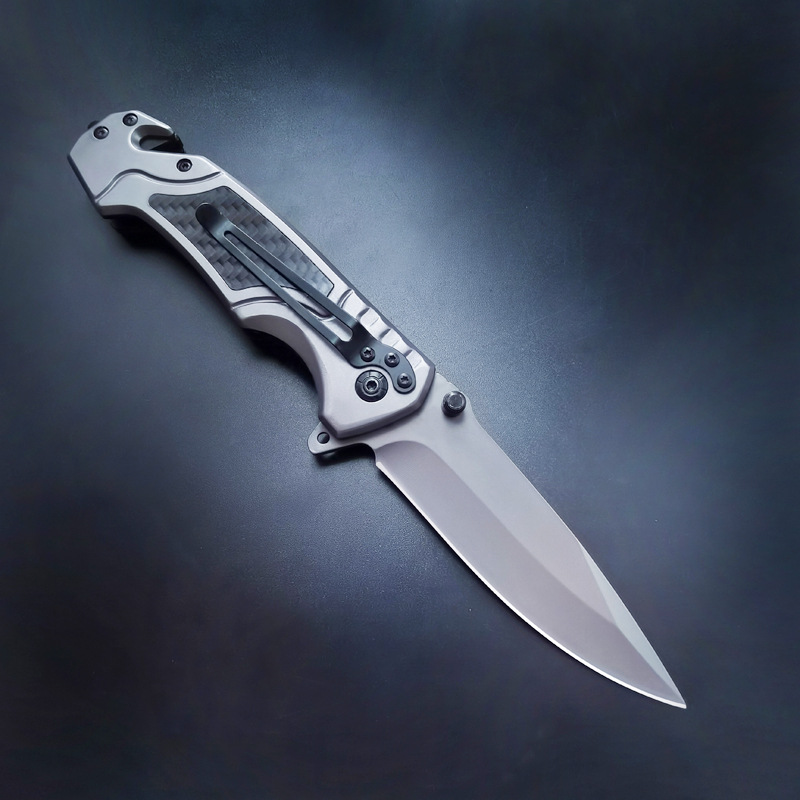 Stainless steel folding knife outdoor knife high hardness knife camping survival tool saber carbon fiber handle cutter