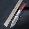 Cross-border New Folding Knife Color Fish Scale Redwood Handle Folding Knife Multifunctional Window Breaking Tactical Folding Knife