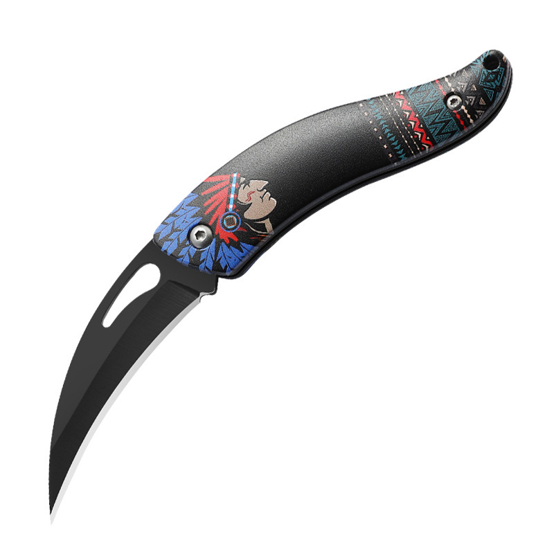 Factory Direct Sales Mini Portable Keychain Scimitar Portable Fruit Peeling Knife Pocket Knife Outdoor Emergency Knife