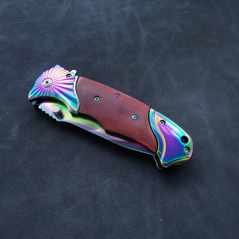 Foreign trade outdoor knife self-defense folding knife colorful field survival saber Amazon TEMU fruit knife wholesale