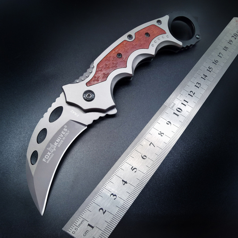 Outdoor claw knife high hardness car broken window escape tool knife saber ring fox folding knife folding claw knife