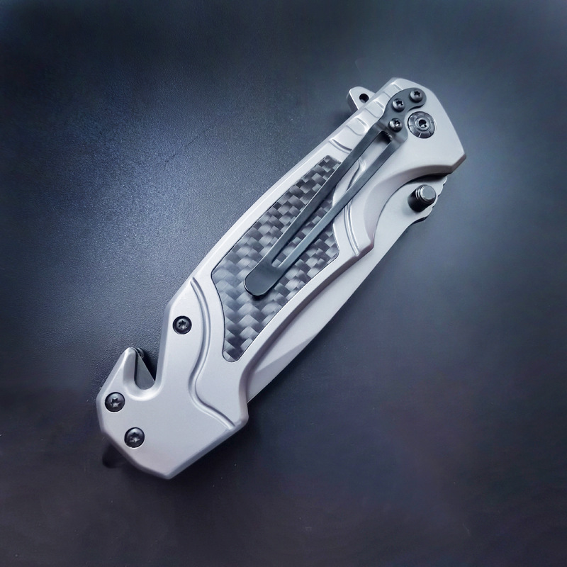 Stainless steel folding knife outdoor knife high hardness knife camping survival tool saber carbon fiber handle cutter