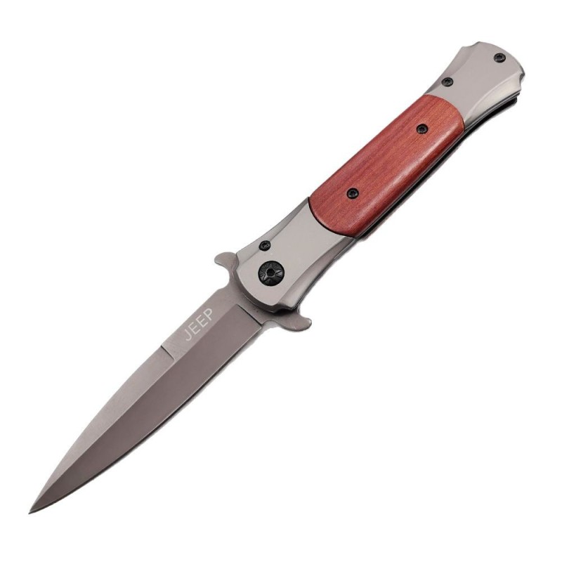 Outdoor self-defense knife chicken wing wooden handle sword fish folding knife back clip portable sharp knife barbecue meat knife