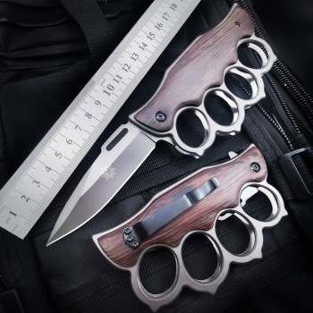 Folding Knuckles Knife Tiger Finger Multi-function Car Window Breaking Outdoor Defense Sabre Buckle Four-finger Hand Support Knife
