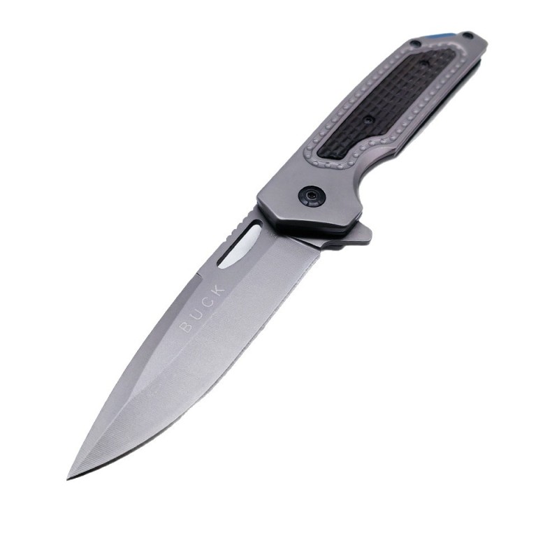 Cross-Border Supply Gray Titanium Carbon Steel Handle Folding Knife Jungle Adventure Sharp Extra Hard Anti-Slip Portable Pocket Survival Knife