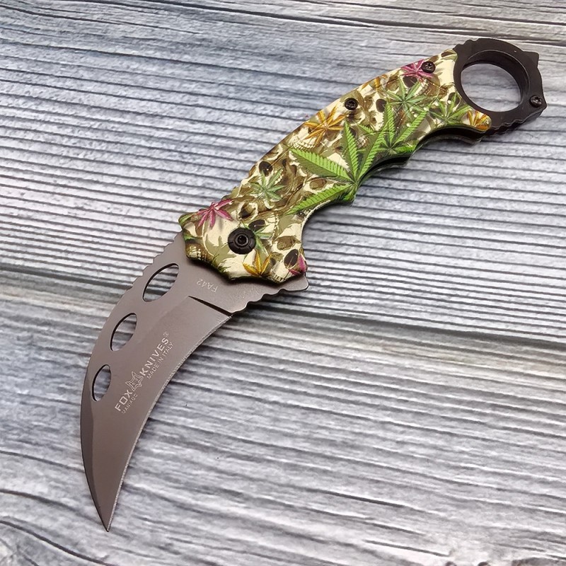 Outdoor Claw Knife High Hardness Car Window Breaking Escape Tool Knife Ring Camouflage Fox Folding Knife Folding Claw Knife