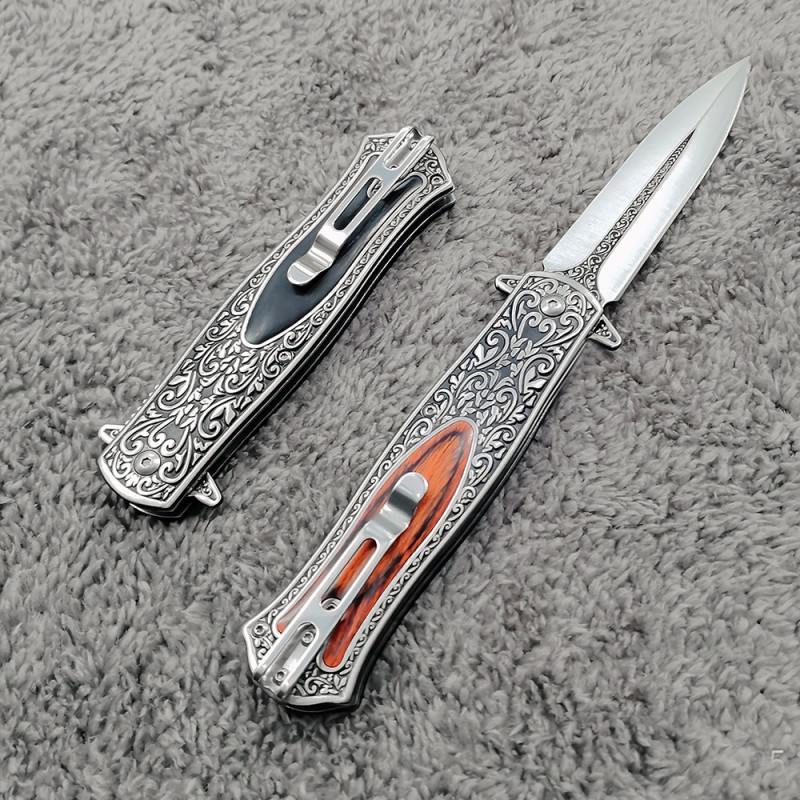Cross-Border Outdoor Knife, High Hardness Military Knife, Household Fruit Knife, Field Rescue Knife, Carved Stainless Steel Folding Knife