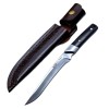 Outdoor Dragon Bone Integrated Leather Sheath Straight Knife M390 Mirror Light Fishing Carry-On Knife Self-Defense Survival Knife Fruit Knife