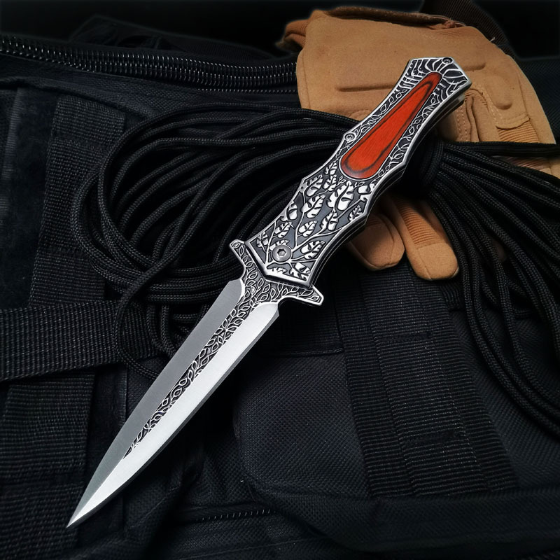 Wholesale outdoor knife high hardness saber household fruit knife field rescue knife hunting stainless steel folding knife