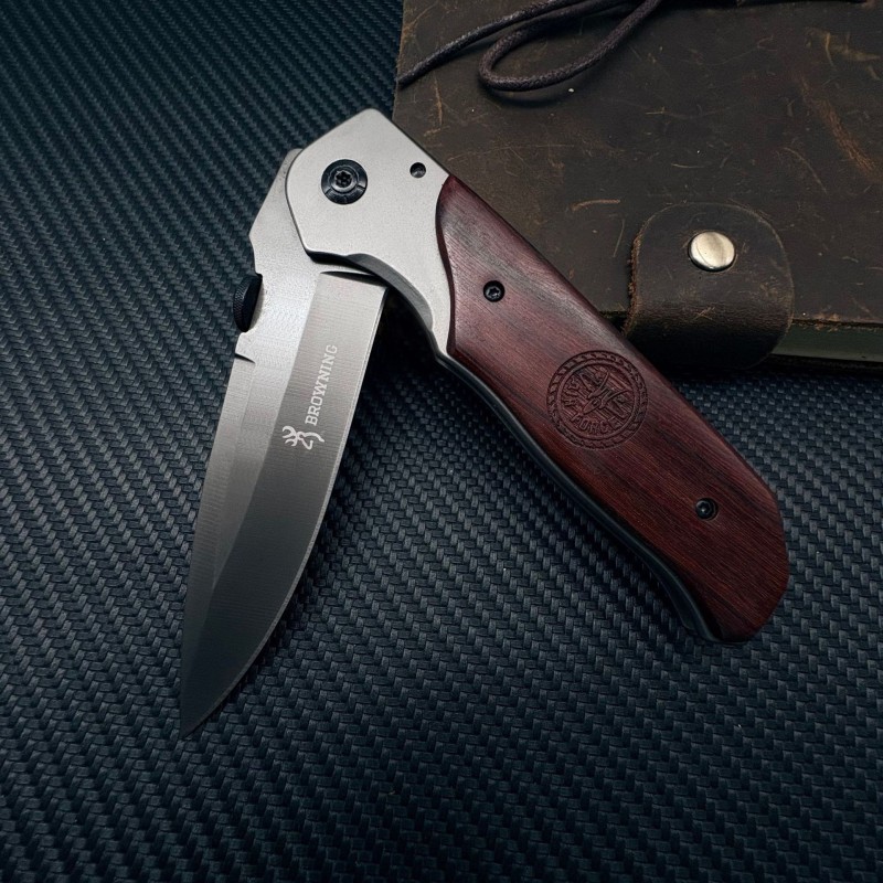 Cross-Border Supply Stainless Steel Inlaid Red Wood Folding Knife Outdoor Self-Defense Knife High Hardness Sharp Tactical Military Knife