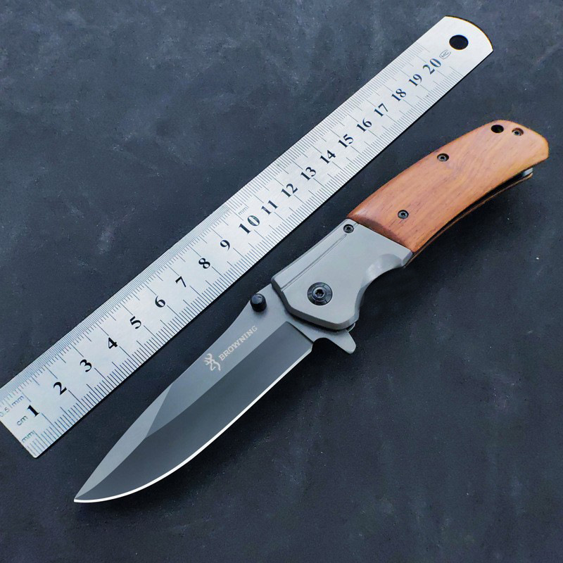 Factory foreign trade direct outdoor camping self-defense stainless steel knife high hardness sharp chicken wing wooden handle tactical knife